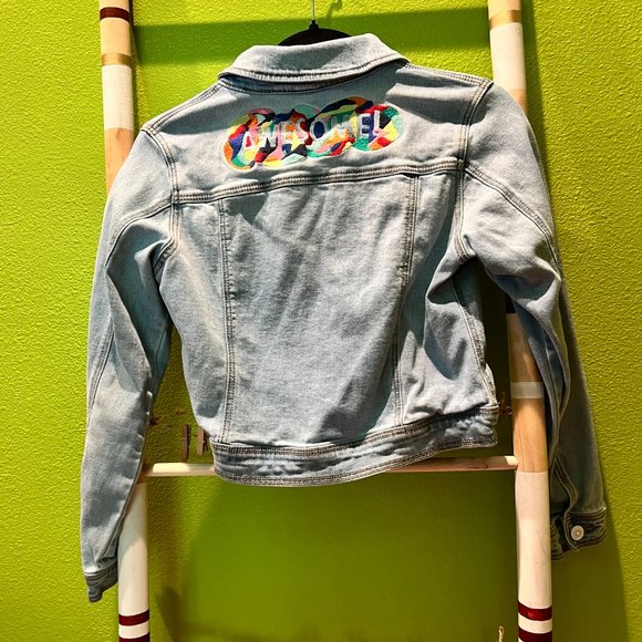 Blue Denim Cat & Jack  Embroidered Jacket, 10-12 - Picture 2 of 3